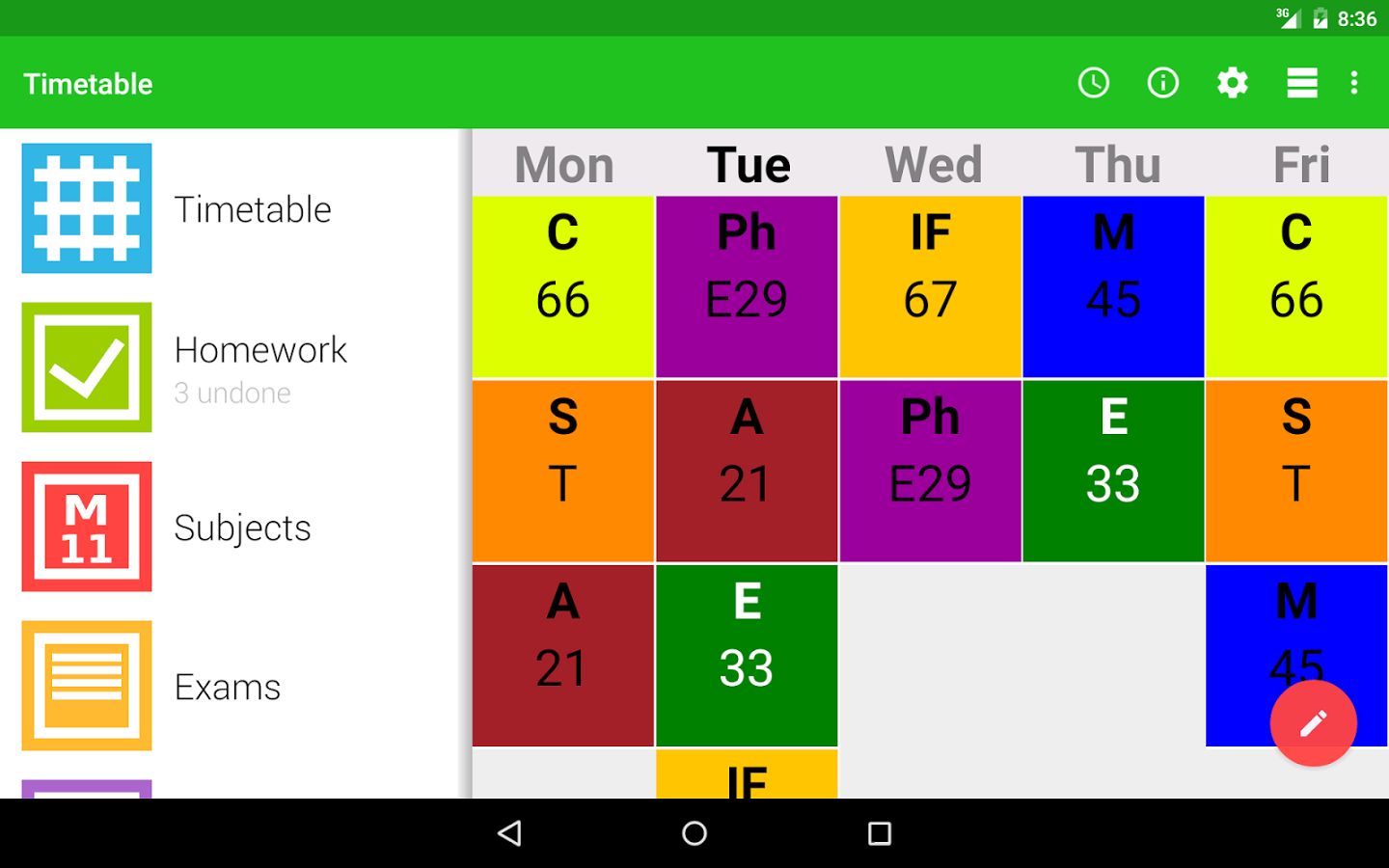 class schedule time table creator