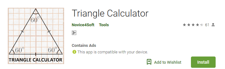 Triangle Calculator - Android Apps Reviews/Ratings and updates on NewZoogle